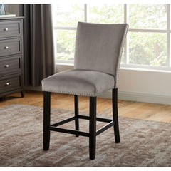 Light Gray Flannelette Contemporary 2pc Dining Counter Height Chairs Nalihead Trim Black Solid wood Legs Dining Room Chairs