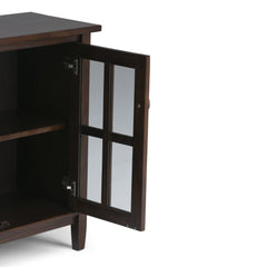 Warm Shaker 32 inch Wide Solid Wood Low Storage Cabinet in Tobacco Brown