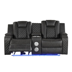 WALTZ LED & Power Reclining Loveseat Made With Faux Leather in Gray