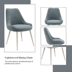 Eternity Light Blue Boucle & Bone White Table Side Chair (Set of 2)