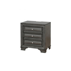 Gray Solid wood 1pc Nightstand Nickel Round Knob Transitional Style 3-Drawers Nightstand w Under Nightlight