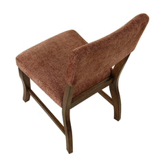 Contemporary Dining Side Chairs Set of 2 Durable Rust Color Chenille Fabric Upholstered Comfort Seat Back Wooden Furniture