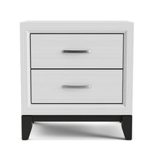 Aura Tone Design 1pc Nightstand Two Drawers Wooden Legs White Finish Bedroom Furniture