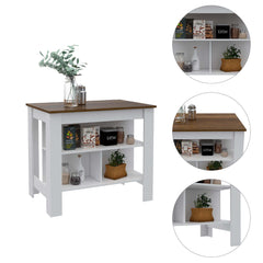 2 Piece Kitchen Set, Delos Kitchen Island + Barbados Pantry Cabinet , White /Walnut /Light Oak
