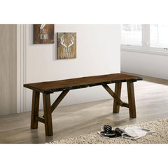 Rustic Walnut Finish 1pc Bench Only Live Edge Design Distressed Wood Seat Dining Room Furniture Solid wood Bench