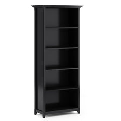 Atlas 30 inch Solid Wood 5 Shelf Bookcase in Black