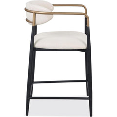 Contemporary Style 2pc Counter Height Chair Metal Legs Gold Curved Arms Gold Black White Finish Dining Room