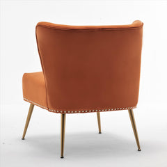 Archive Cloth Accent Chair, Armless Slipper Chair with Metal Legs, Modern Upholstered Side Chair for Living Room Bedroom Small Spaces