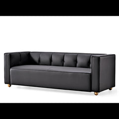 Polyester Sofa with Tufted Low Back Design, Elegant 3 Seater Couch for Coastal and Modern Farmhouse Living Rooms, 87 Inch Wide, Easy Assembly