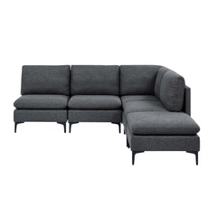 Linen Upholstered Modular Sectional with Metal Legs