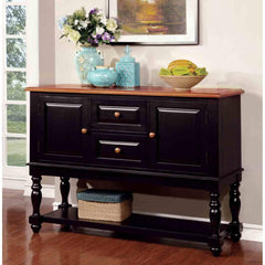 Black And Antique Oak Country Style 1pc Server Solid wood Turned Leg Design Dining Room Furniture
