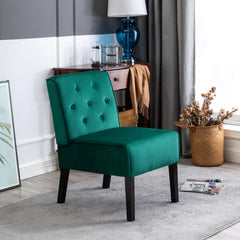 Venus 53" 2Piece Living Room Armless Button Tufted Pattern Accent Chair with Velvet Fabric and Premium High Density Foam Cushion, Green
