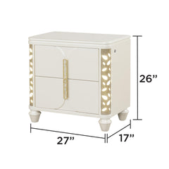Dionysus Traditional Style Beige Wood Nightstand with Gold Coated LED Accents