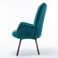 Mid-Century Modern Wingback Accent Chair, Button-Tufted Polyester Fabric Armchair with Solid Wood Splayed Legs for Living Room Bedroom Home Office