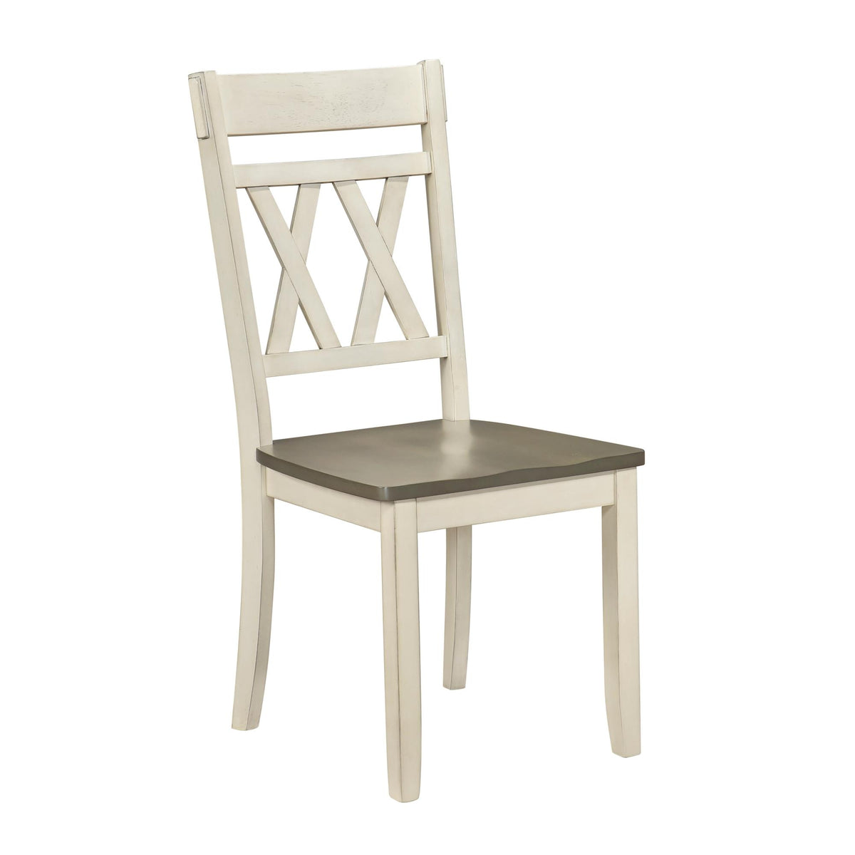 Modern Design Side Chairs 2pc Set Antique White Finish Wood Frame Classic X-Back Farmhouse Contemporary Dining Furniture