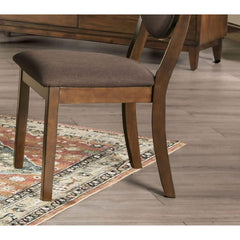 Set of 2pc Side Chairs Dining Room Walnut Finish Solid wood Dark Chocolate Fabric Upholstered Modern Chairs