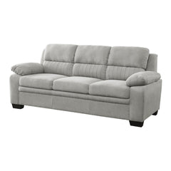 Aeneas 80 Inch Sofa, Gray Polyester, Soft Foam Cushioned, Solid Wood Frame