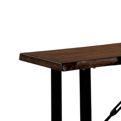 Sonata Metal Frame Bench with Wooden Seat, Black and Brown