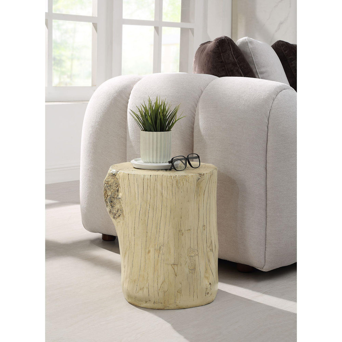 Nebula Natural Brown Finish Fiber Concrete Accent Table