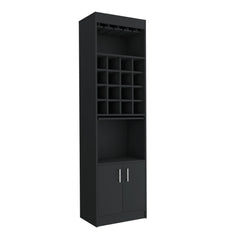 Chronos Kava Bar Cabinet, Double Door, Two Shelves, Sixteen Built-in Wine Rack -Black