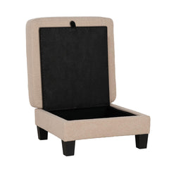 Quasar Finish Contemporary Style Square Storage Ottoman Wooden Legs Primary Living Room