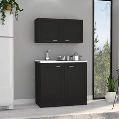 Olympus Cabinet Set, Two Shelves Black