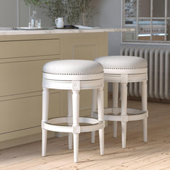 Story Wood Backless Bar-Height Swivel Barstool, 1PC