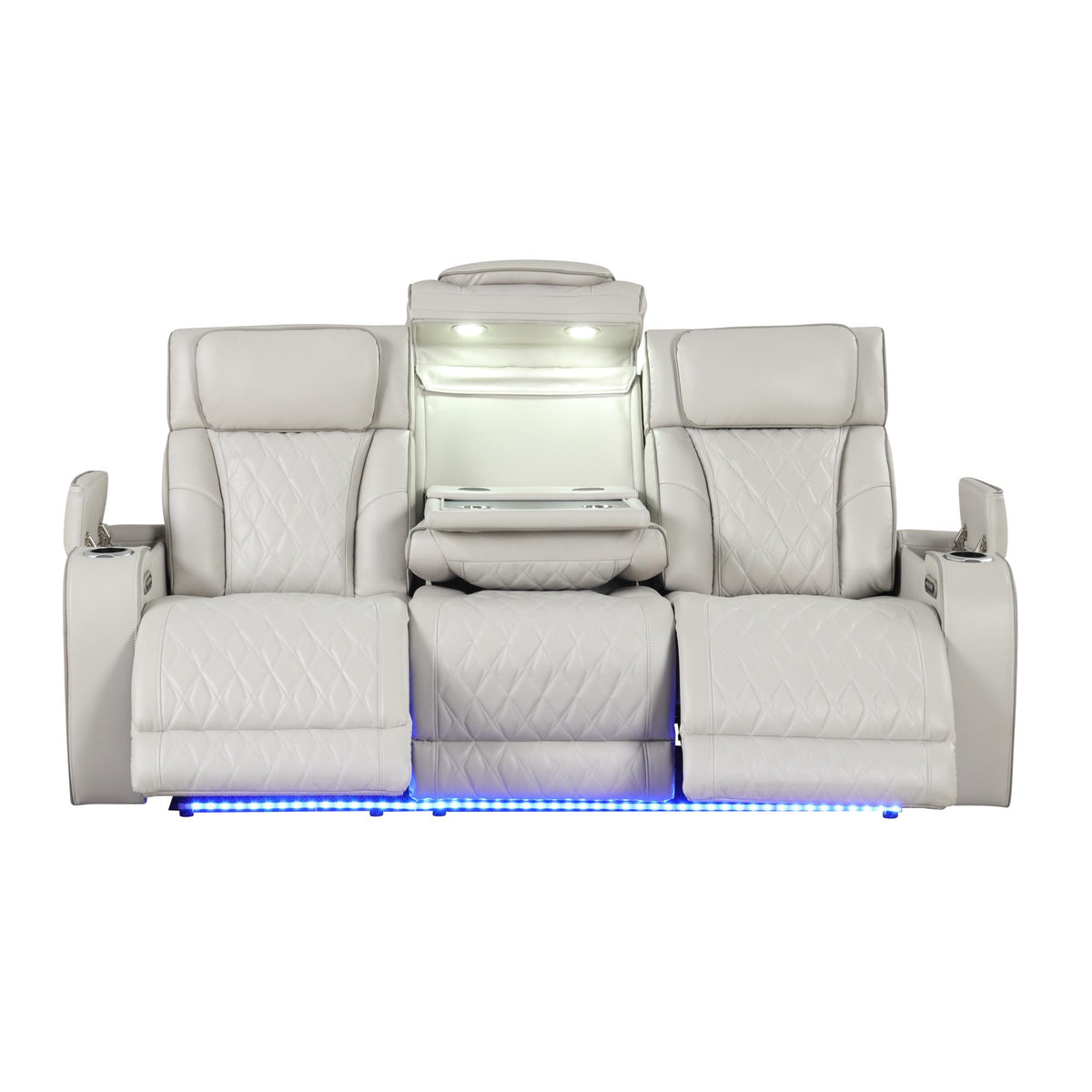 Hephaestus Modern Style Upholstery Recliner Sofa Made with Wood & Massage Function Included-Beige