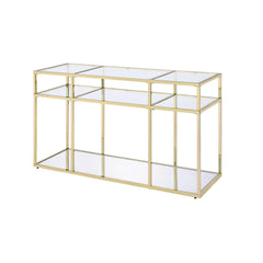 Hephaestus Clear Glass & Gold Finish Sofa Table