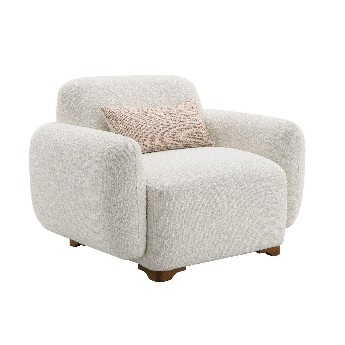 Aeneas Beige Boucle Accent Chair with 1 Toss Pillow