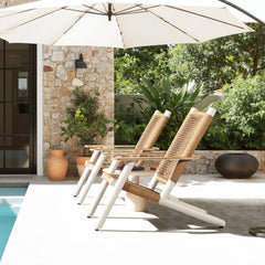 Hermes Adirondack Outdoor Lounge Chair Natural Beige All Weather Wicker