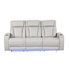 Hephaestus Modern Style Upholstery Recliner Sofa Made with Wood & Massage Function Included-Beige