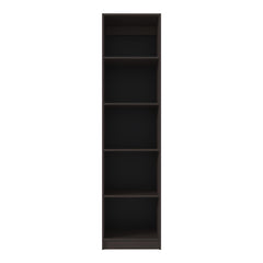 Home Slim 5 Shelves Narrow Bookcase With Open Shelves, Stained Walnut