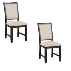 Dionysus 24 Inch Side Dining Chairs Set of 2, Cushioned Seat, Curved Back, Black, Beige