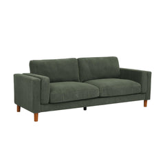 Corduroy Upholstered Square Arm Sofa with Wooden Legs