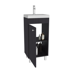 Hector Freestanding Bathroom Vanity With One Door, Two Shelves, Sink Base Cabinet, Black
