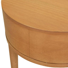 Lyric 18" Round Cane Rattan Storage Side Table, Natural Brown Oak Wood
