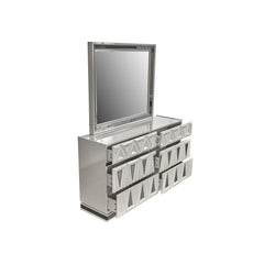 Vista Modern & Contemporary Style Mirror Made with Wood and Gold Accents in River Sand Grey (INCLUDES MIRROR ONLY)