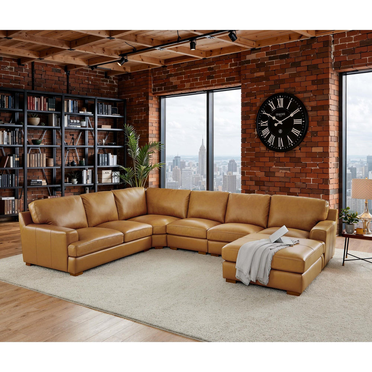Leather Match Large Seating Modular Sectional