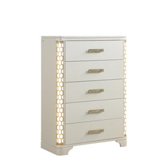 Lyric 5-Drawer Chest with side LED Lightning made with Wood in Beige
