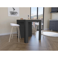 Zenith Kitchen Counter Dining Table ,Two Legs, Three Side Shelves -Black / Pine