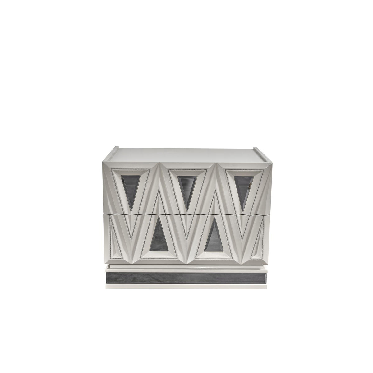 Vista Modern & Contemporary Style 2-Drawer Night stand Made with Wood and Gold Accents in River Sand Grey