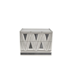 Vista Modern & Contemporary Style 2-Drawer Night stand Made with Wood and Gold Accents in River Sand Grey