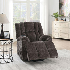 Venus Brown Chenille Power Motion Recliner with Lift, Heating & Massage Function