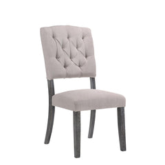 Zeus Beige Linen & Weathered Gray Oak Finish Side Chair (Set of 2)