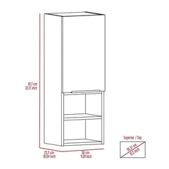 Legend Bathroom Cabinet, Two Interior Shelves, Two External Shelves, Single Door Cabinet -Smokey Oak