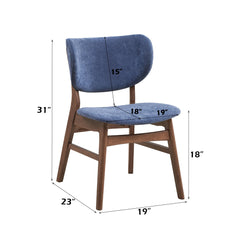 Priam Blue Fabric & Walnut Finish Side Chair (Set of 2)
