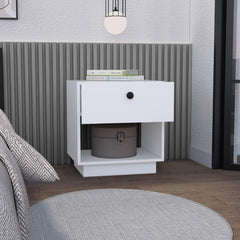 Venus 1 Drawer Nightstand , End Table, Side Table Open Lower Shelf -White