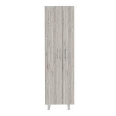 Oasis Cleaning Cabinet, Double Door Cabinet, Four Legs, Five Shelves -Light Gray / White