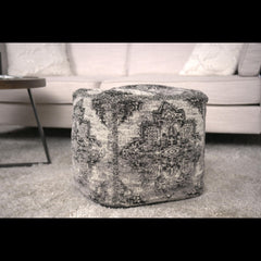 Priam Square Pouf, Black and Beige